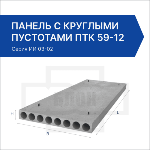 Панель с круглыми пустотами ПТК 59-12